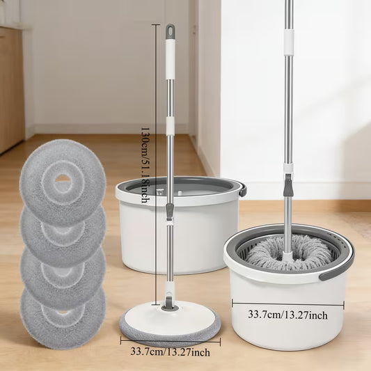 360° Spin Mop & Bucket Set with 4 Microfiber Pads