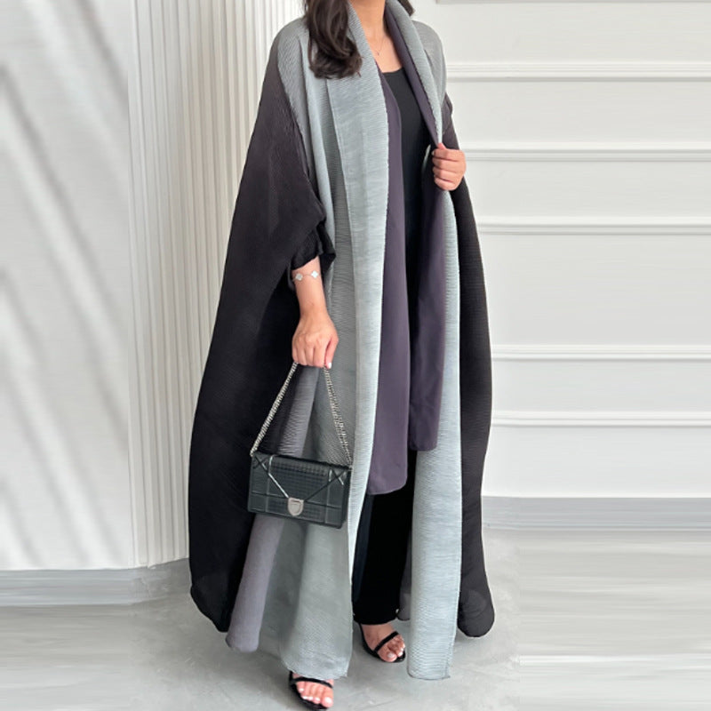 Women's Gradient Pleated Crepe Abaya Cardigan