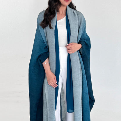 Women's Gradient Pleated Crepe Abaya Cardigan