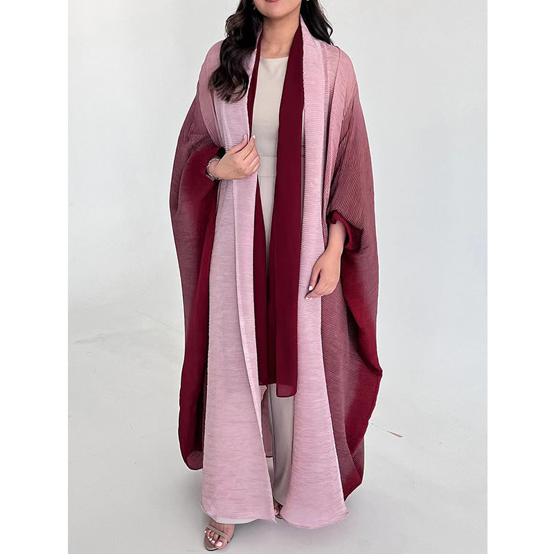 Women's Gradient Pleated Crepe Abaya Cardigan