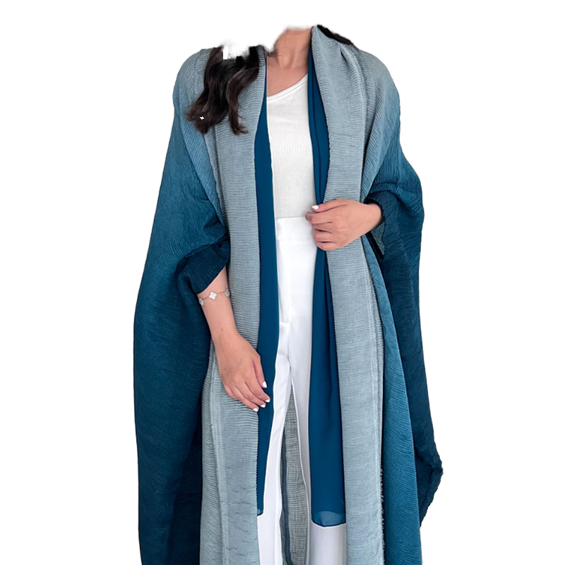 Women's Gradient Pleated Crepe Abaya Cardigan